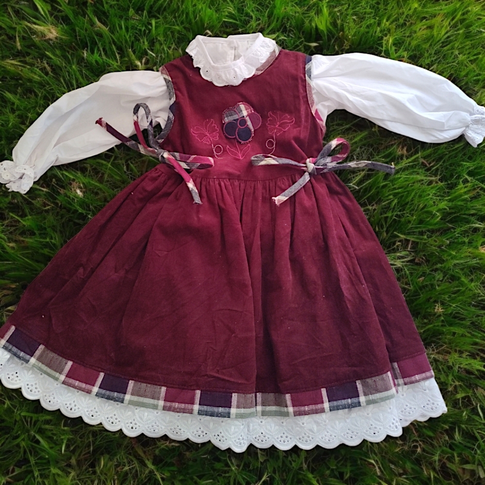 NWOT Girls Courdoroy Dress with Ruffle and matching Dress Top